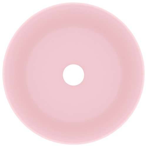 Luksuzni okrugli umivaonik mat ružičasti 40 x 15 cm keramički Cijena