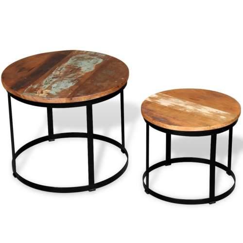 Dvodijelni set stolića za kavu obnovljeno drvo okrugli 40/50 cm Cijena