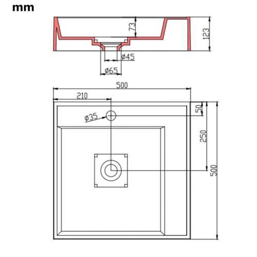 Lavabo - Umivaonik od lijevanih minerala/mramora 50 x 50 x 12,3 bijeli - 50 x 50 x 12.3 cm Cijena