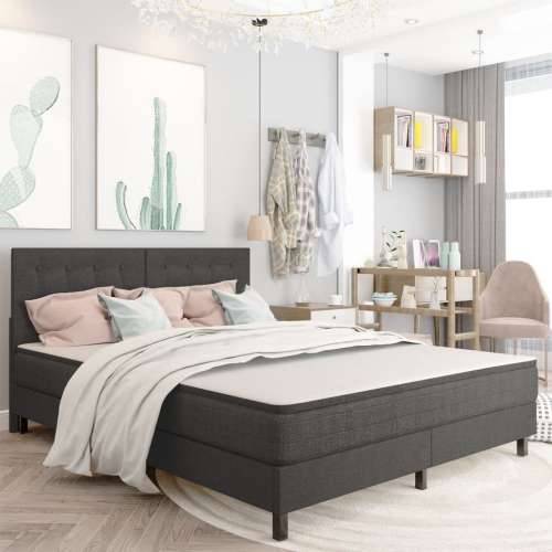 Krevet od tkanine s oprugama tamnosivi 160 x 200 cm - 160 x 200 cm Uzglavlje s kvadratima + baza za krevet 24,5 cm Cijena