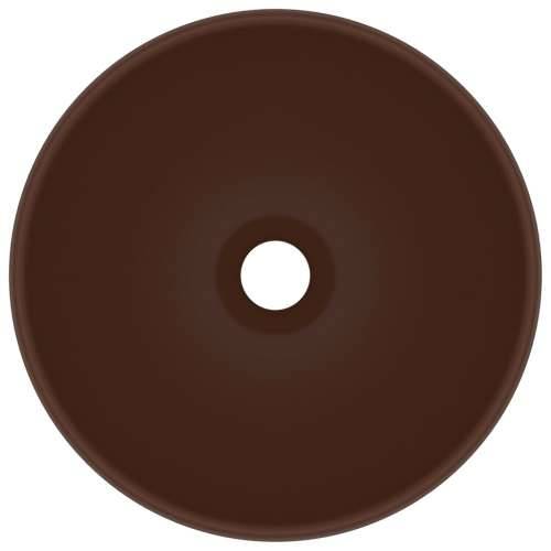 Luksuzni okrugli umivaonik mat tamnosmeđi 32,5x14 cm keramički Cijena