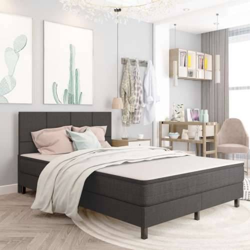 Krevet od tkanine s oprugama tamnosivi 180 x 200 cm - 180 x 200 cm Uzglavlje s kvadratima + baza za krevet 24,5 cm Cijena
