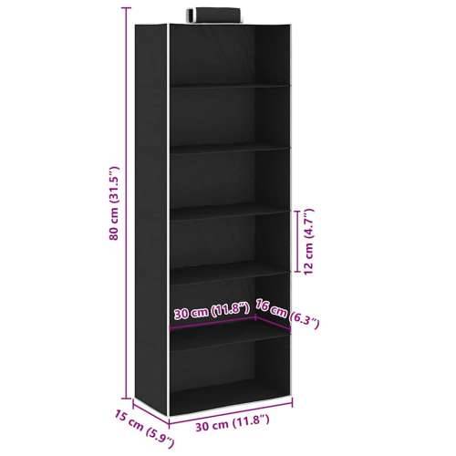 Viseći organizatori od tkanine za ormar 2 kom s 6 police - Crna 30 x 15 x 80 cm 2 1 Cijena