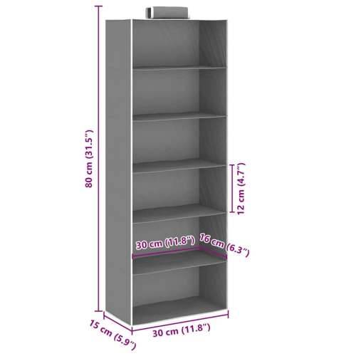Viseći organizatori od tkanine za ormar 2 kom s 6 police - Siva 30 x 15 x 80 cm 2 1 Cijena
