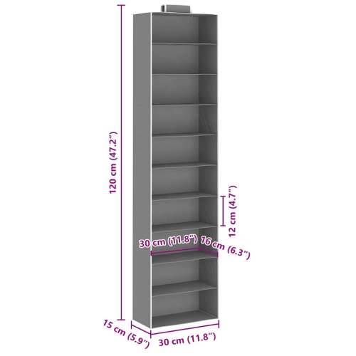 Viseći organizatori od tkanine za ormar 2 kom s 10 polica - Siva 30 x 15 x 120 cm 2 1 Cijena
