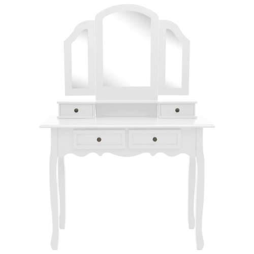 Toaletni stolić sa stolcem bijeli 100x40x146 cm drvo paulovnije Cijena