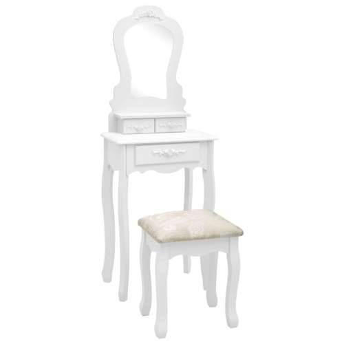 Toaletni stolić sa stolcem bijeli 50x59x136 cm drvo paulovnije Cijena