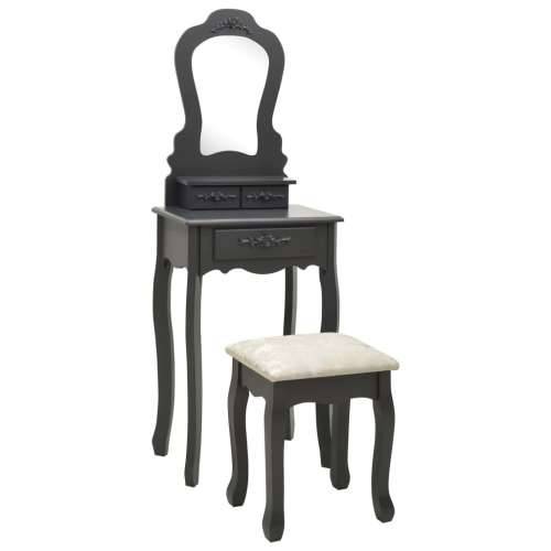 Toaletni stolić sa stolcem sivi 50x59x136 cm od drva paulovnije Cijena