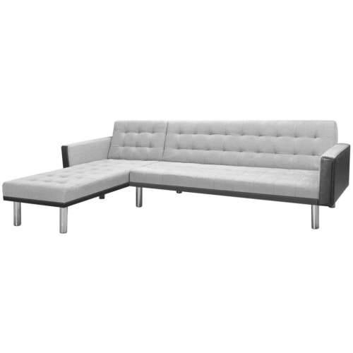 Kutna sofa na razvlačenje od tkanine 218x155x69 cm crno-siva Cijena