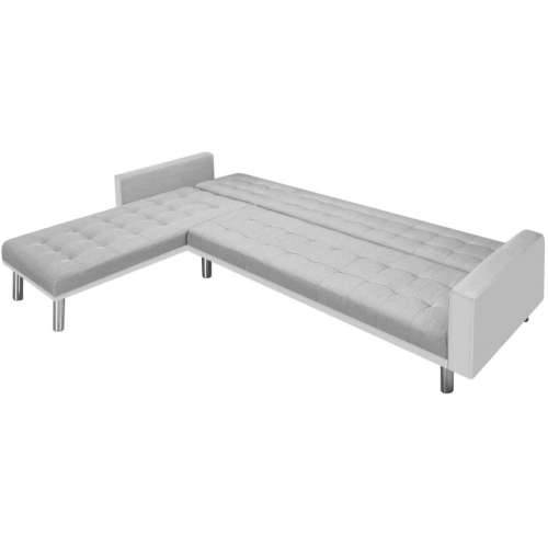 Kutna sofa na razvlačenje od tkanine 218x155x69 cm bijelo-siva Cijena
