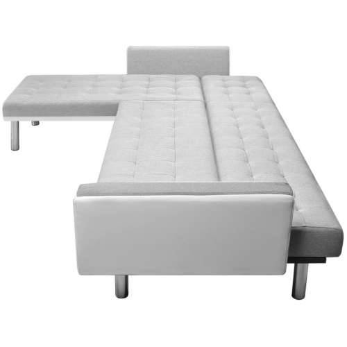 Kutna sofa na razvlačenje od tkanine 218x155x69 cm bijelo-siva Cijena