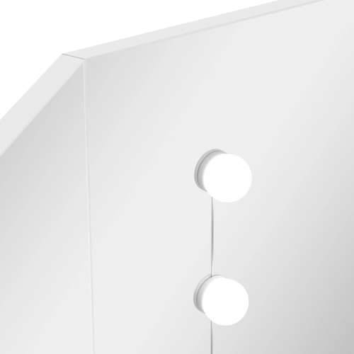Kutni toaletni stolić za šminkanje s LED svjetlima bijeli Cijena