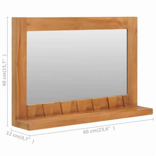 Zidno ogledalo s policom 60 x 12 x 40 cm od masivne tikovine - 60 x 12 x 40 cm 1 Cijena