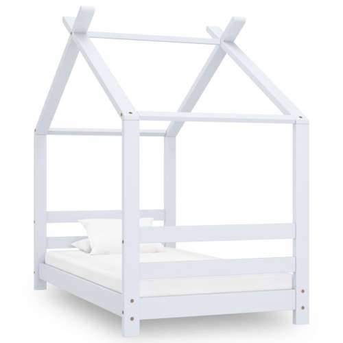 Okvir za dječji krevet od masivne borovine bijeli 70 x 140 cm