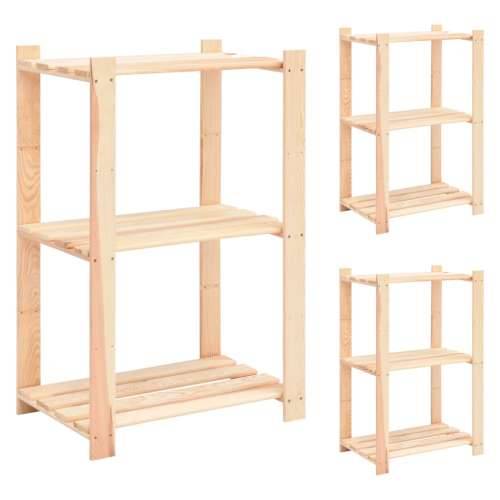 Stalci za pohranu s 3 razine 3 kom 60x38x90 cm borovina 150 kg - 1 3 Cijena