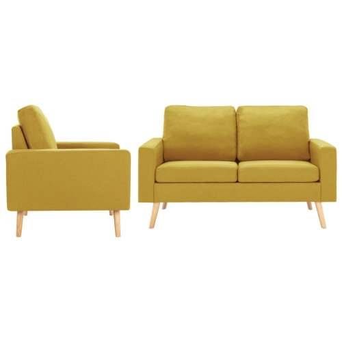 2-dijelni set sofa od tkanine žuti - Žuta Fotelja + dvosjed Cijena