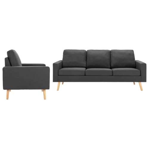 2-dijelni set sofa od tkanine tamnosivi