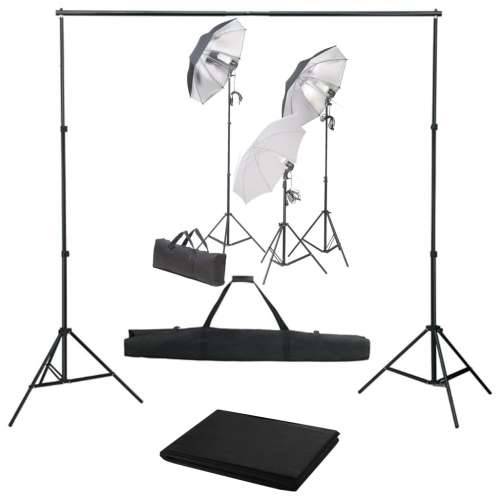Oprema za fotografski studio sa setom svjetiljki i pozadinom - Crna 300 x 300 cm 1 Cijena