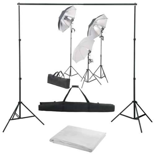 Oprema za fotografski studio sa setom svjetiljki i pozadinom - Bijela 300 x 300 cm 1 Cijena