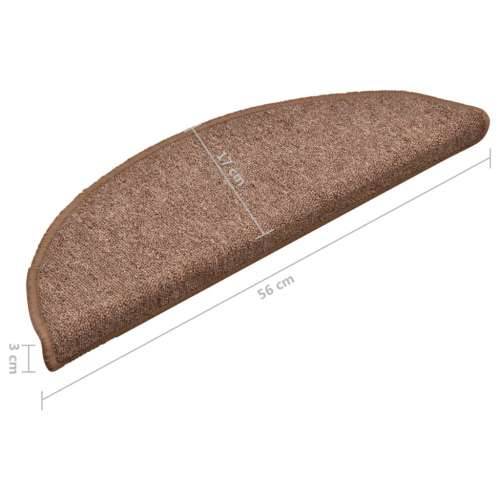 Tepisi za stepenice 15 kom smeđi 56 x 17 x 3 cm - Smeđa 56 x 17 x 3 cm 15 Cijena