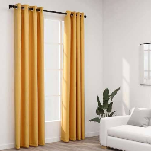 Zavjese za zamračivanje s prstenima 2 kom žute 140 x 245 cm - Žuta 140 x 245 cm 2 Cijena