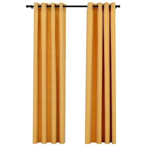 Zavjese za zamračivanje s prstenima 2 kom žute 140 x 245 cm - Žuta 140 x 245 cm 2 Cijena