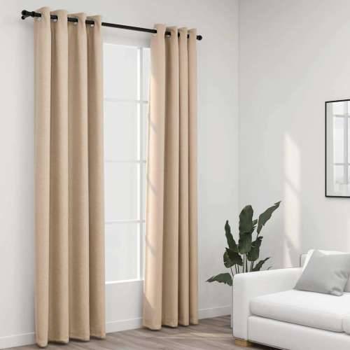 Zavjese za zamračivanje s prstenima 2 kom bež 140 x 245 cm - Bež 140 x 245 cm 2 Cijena