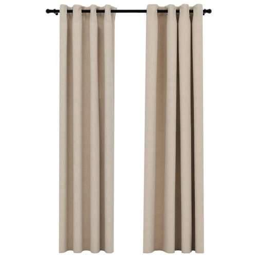 Zavjese za zamračivanje s prstenima 2 kom bež 140 x 245 cm - Bež 140 x 245 cm 2 Cijena