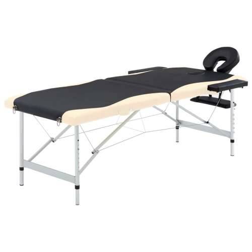 Sklopivi stol za masažu s 2 zone aluminijski crni i bež Cijena