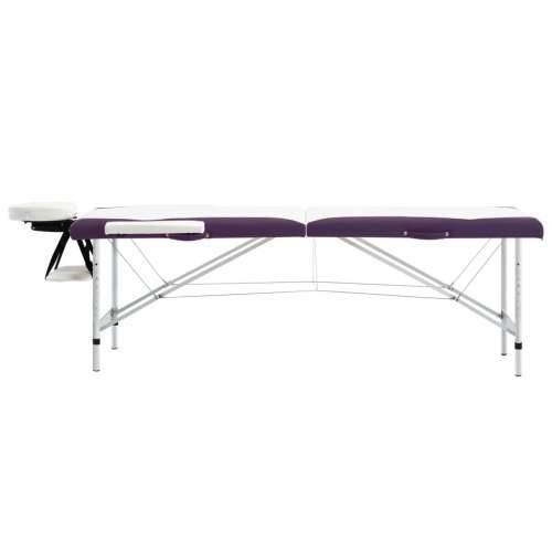 Sklopivi masažni stol s 2 zone aluminijski bijelo-ljubičasti Cijena