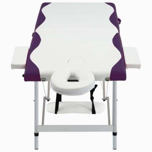 Sklopivi masažni stol s 2 zone aluminijski bijelo-ljubičasti Cijena
