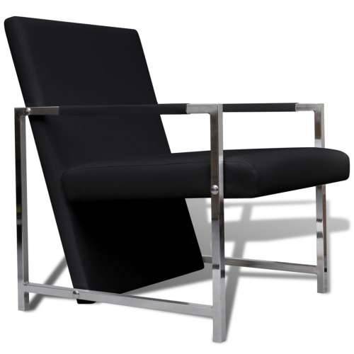 Fotelje od umjetne kože s kromiranim okvirom 2 kom crne Cijena