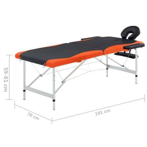 Sklopivi masažni stol s 2 zone aluminijski crno-narančasti Cijena