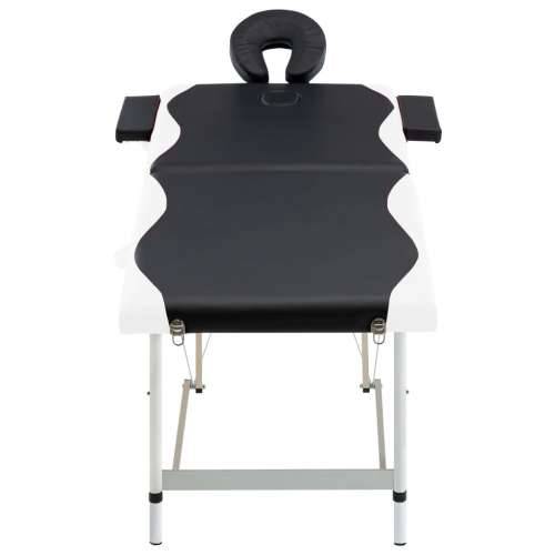 Sklopivi stol za masažu s 2 zone aluminijski crno-bijeli Cijena