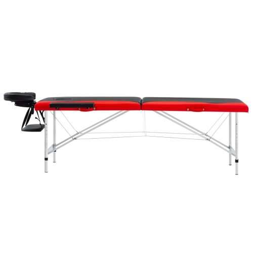 Sklopivi masažni stol s 2 zone aluminijski crno-crveni Cijena