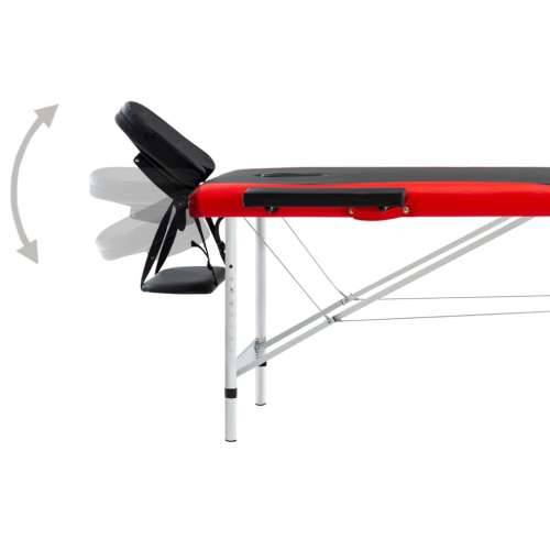 Sklopivi masažni stol s 2 zone aluminijski crno-crveni Cijena