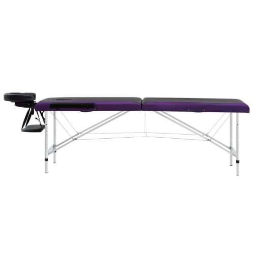 Sklopivi stol za masažu s 2 zone aluminijski crno-ljubičasti Cijena