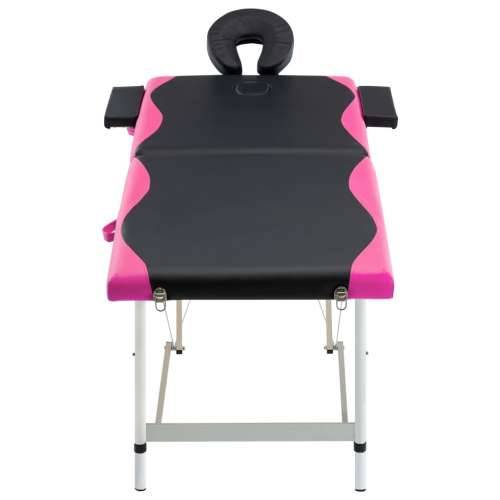 Sklopivi stol za masažu s 2 zone aluminijski crno-ružičasti Cijena