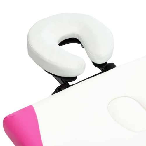 Sklopivi stol za masažu s 2 zone aluminijski bijelo-ružičasti Cijena