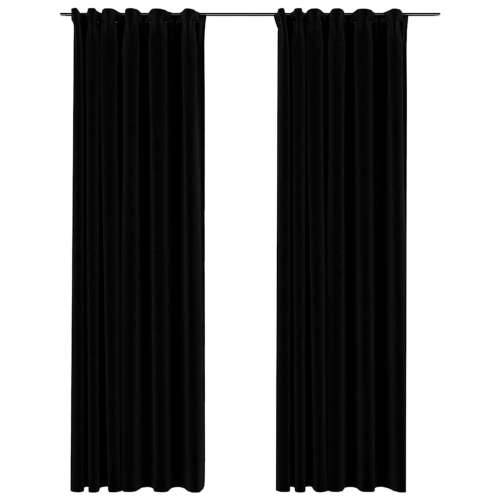 Zavjese za zamračivanje s kukama 2 kom crne 140 x 225 cm - Crna 140 x 225 cm 2 Cijena