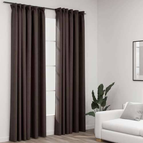 Zavjese za zamračivanje s kukama 2 kom smeđe-sive 140 x 225 cm - Sivo-smeđa 140 x 225 cm 2 Cijena