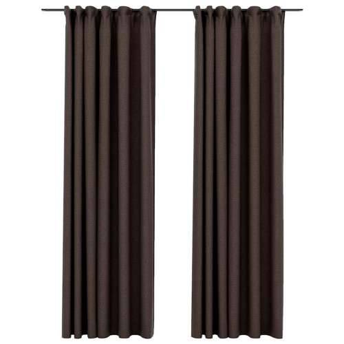 Zavjese za zamračivanje s kukama 2 kom smeđe-sive 140 x 225 cm - Sivo-smeđa 140 x 225 cm 2 Cijena