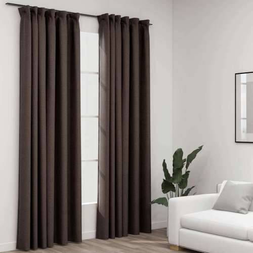 Zavjese za zamračivanje s kukama 2 kom smeđe-sive 140 x 245 cm - Sivo-smeđa 140 x 245 cm 2 Cijena