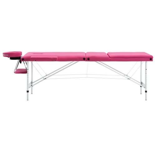 Sklopivi stol za masažu s 3 zone aluminijski ružičasti Cijena