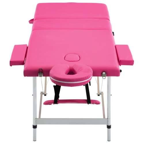 Sklopivi stol za masažu s 3 zone aluminijski ružičasti Cijena