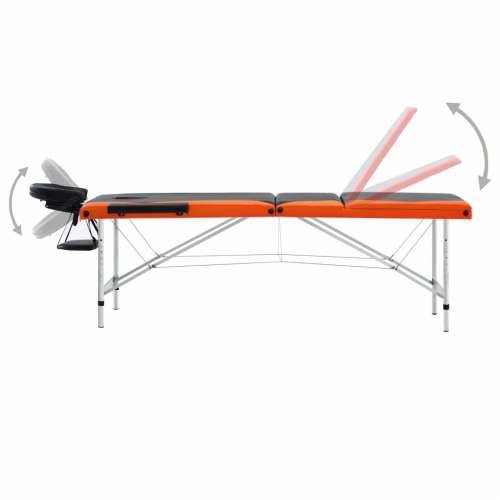 Sklopivi masažni stol s 3 zone aluminijski crno-narančasti Cijena