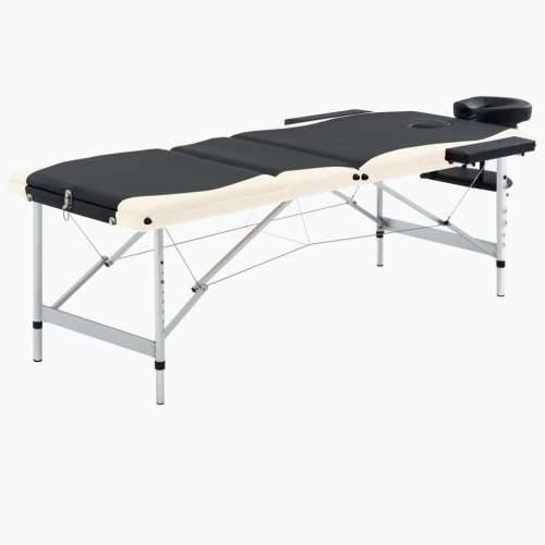 Sklopivi stol za masažu s 3 zone aluminijski crni i bež Cijena