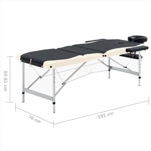 Sklopivi stol za masažu s 3 zone aluminijski crni i bež Cijena