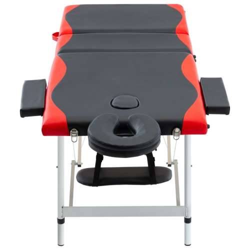 Sklopivi stol za masažu s 3 zone aluminijski crno-crveni Cijena