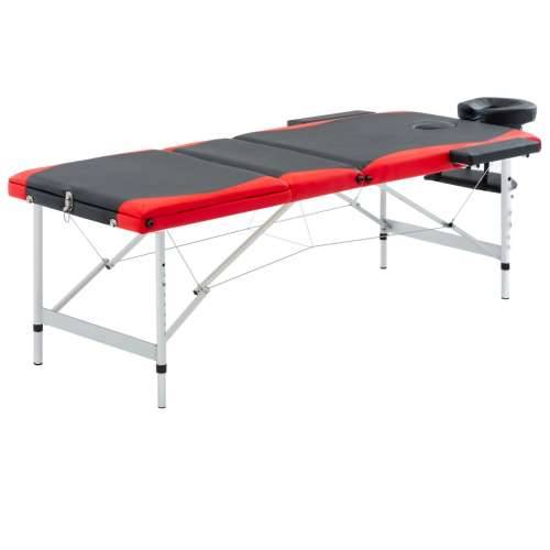 Sklopivi masažni stol s 3 zone aluminijski crno-crveni Cijena